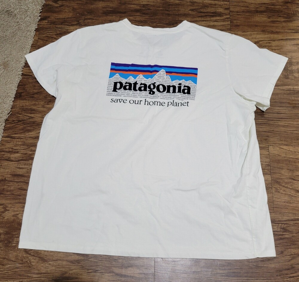 Patagonia Womens Organic Tee 2XL White Save Our Home Planet - Picture 9 of 12